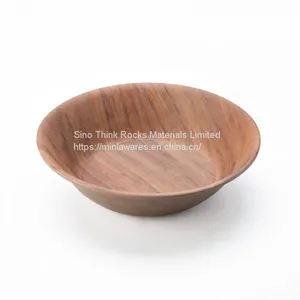 Factory Direct Price 16pcs Wooden Grain Melamine Dinnerware Wood Plates and Bowl Set With Cups thumbnail-3