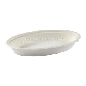 Disposable Oval Bowls: Compostable Heavy Molded Fiber Oval Bowl - SS-SBB824 thumbnail-2