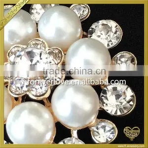 Soldering Pearls Strass Crystal Rhinestone Shoulder Brooch Pin Bling Large Rhinestone Brooches FB-031 thumbnail-5