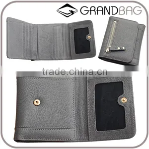 Guangzhou Factory Cowhide Leather Hand Pouch Short Wallet Triple Wallet for Ladies thumbnail-1