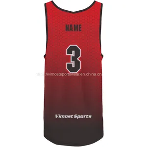 High Quality Custom Sublimated Basketball Top With Red and Black Color thumbnail-2