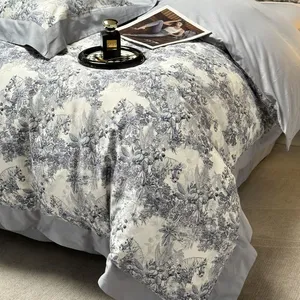Washed Cotton Bedding Set 4 Pieces - Soft Duvet Cover, Pillowcases, Queen/King Size, All Season (No Comforter Included) thumbnail-5