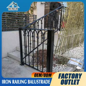 Custom Luxury Wrought Iron Railing Balcony Balustrades Stair Fence Design thumbnail-3