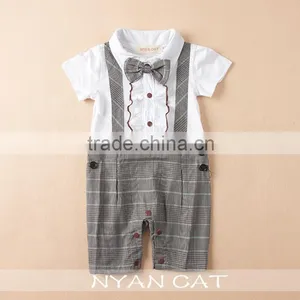 New Arrival Gentleman Kids Clothes Cute Baby Boy Cotton Jumpsuits Breathable Handsome Boy Clothing Tie Lace Strap Baby Rompers thumbnail-3