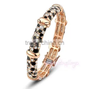Wholesale Jewelry India Bracelet Leopard Design Crystal Rose Gold Plated Bangles thumbnail-1