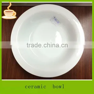 LJ-4502 9'' Cheap White Dinner Plates for Restaurant / Porcelain Round Deep Plates / Bulk White Dinner Plates thumbnail-1