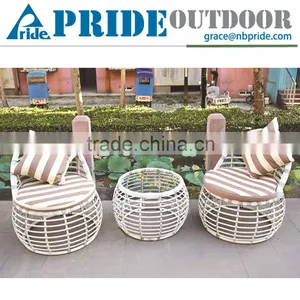 Round Shaped Outdoor Leisure White Soft PE Rattan Material Bali Synthetic Rattan Furniture thumbnail-1