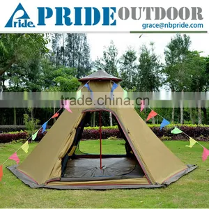 Camper Trailers Indian Double Pole Camping Layer 3 4 Person Rainproof Double Bell Tent thumbnail-1