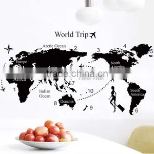 ALFOREVER Small Size Pvc Black World Trip Sticker,pvc World Trip Decals thumbnail-3