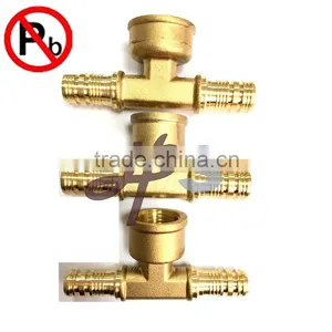 Hot Forging no Lead Brass Pex Female Tee Fitting 1/2''-1'' thumbnail-1