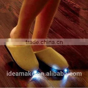 Velvet Memory Foam Men Slippers With Led Light thumbnail-2