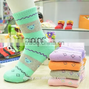 Colorful Bear Pattern Pure Cotton Terry Socks for Women and Girls thumbnail-1