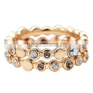 14K Gold Stacking Ring Diamonds Ruby and Clear Gemstone Stacking Rings Sets of 3 thumbnail-4