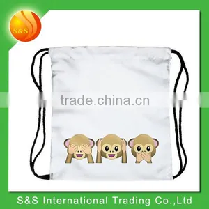 Fullprint Cotton Canvas White School Outdoor Emoji Drawstring Bag thumbnail-4