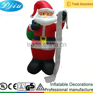 DJ-XT-49 Inflatable Santa Claus Check Bag Presents 2015 Christmas Decoration Sack Bag With Drawstring thumbnail-1