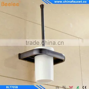 Black Oil Rubbed Bronze Bathroom Toilet Brush Holder Wall Mounted Ceramic Cup thumbnail-2