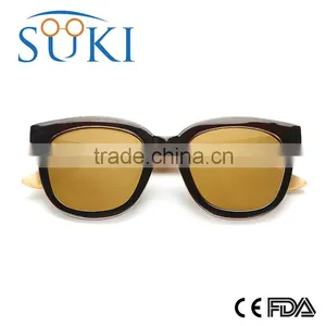 Handcraft Sustainable Eco-friendly Custom Wood Sunglasses Polarized Mirror Lens PC Frame Sunglasses With Bamboo Temple thumbnail-4