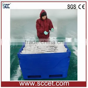 600L Blue Insulated PE Fish Cooler, Fish Cooler Bins for Carry Frozen Food or Fish thumbnail-4