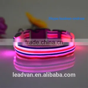 Factory Wholesale Fashion Stripe Pattern Retracable LED Dog Collar And Leash thumbnail-1