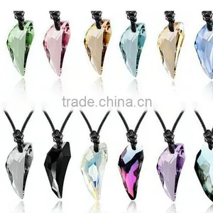 Crystal Wolf Tooth Style Pendant Black Chord Unisex Fashion Necklace Gift thumbnail-2
