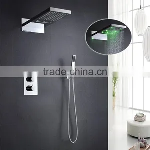 Concealed Led 3 Color Shower Mixer 3 Function Wall Mounted Thermostatic Shower Faucet Mixer With Hose thumbnail-1