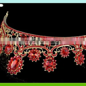 Wholesale Bling Rhinestone Pageant Crown, Red Rhinestone Crowns thumbnail-4