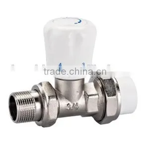 Angle Radiator Valves Nickel White Handle Female thumbnail-1