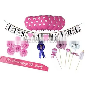 2016 Baby Shower Decorations Kit Includes Banner Sash Balloons Pom Poms More Set Photo Booth Props thumbnail-1