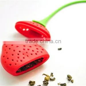 Reuseable Foof Safe Silicone Red Strawberry Shape Tea Leaf Bag Holder Punch Filter Tea Infuser thumbnail-5