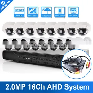 16 Channel 1080P Hybrid AHD DVR 16CH Surveillance Security KIT With 16PCS 2MP Bullet AHD Camera,IR 10M,Metal Housing,Waterproof thumbnail-1