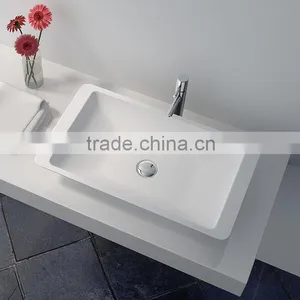 Wall Mounted Acrylic Solid Surface Wash Basin / Stone Resin Wall Hung Acrylic Solid Surface Basin/ Artificial Stone Resin Basin thumbnail-4