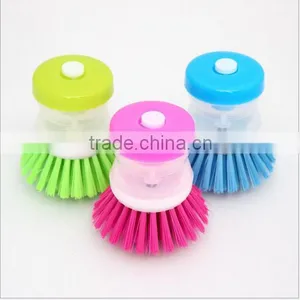 Kitchen Wash Tool Pot Dish Brush With Washing Up Liquid Soap Dispenser / Plastic Brush Pot Wash Dish Brush thumbnail-1