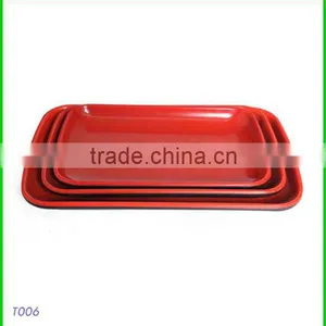 Red Melamine Serving Tray Set thumbnail-1