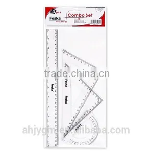 4 Pieces Students Plastic Ruler Set/geometry Set/school Geometry Set thumbnail-1