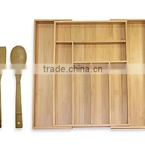 Kitchen Utensil Set With a Bamboo 5-Piece Organizer Turner Spatula With a Extender Set thumbnail-1