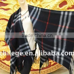 Winter Large Checked Wool Cashmere Scarf Shawl Pashmina thumbnail-1