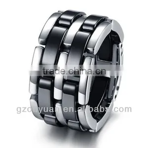 New Women's Black Ceramic and Stainless Steel Wedding Band Ring Sets thumbnail-1