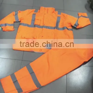 High Visibility Orange Reflective Safety Rainsuit thumbnail-1