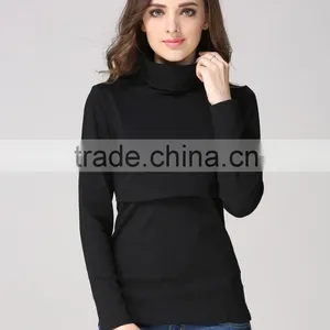 Autumn and Winter Turtleneck Nursing Tops for Pregnant Women thumbnail-1