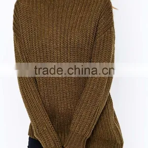 Sweater in Coffee Color Turtle High Neck Knitting Sweater thumbnail-4
