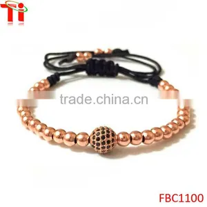 New Arrival BALLS DIAMOND MACRAME 18KT Rose Gold Beads Bracelet thumbnail-1