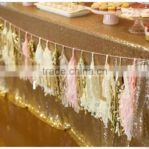 Tissue Pompom Balls Paper Tassels and Garland Tassel Garlands for Baby Shower Decoration Bridal Shower Pink Gold First Birthday thumbnail-5