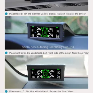 vchecker Солнечная беспроводная система T501 контроля давления воздуха в шинах автомобиля TPMS + 4 внутренних датчика thumbnail-2