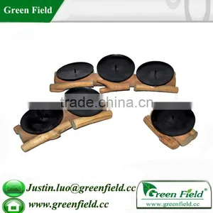 Green Field Rustic Wooden Candle Holder thumbnail-6