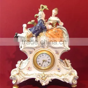 Pottery Home Decoration Art, Living Room Ceramic Desk Clock, Elegant Flower Ceramic Box Embedded Desk Clock thumbnail-5