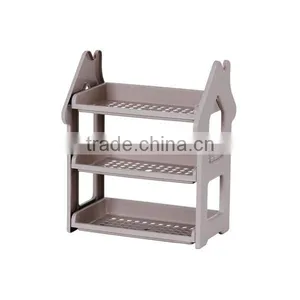 3-Shelf Multifunction Shelving Unit Plastic Storage Rack With Home Shape Wine Organizer thumbnail-1