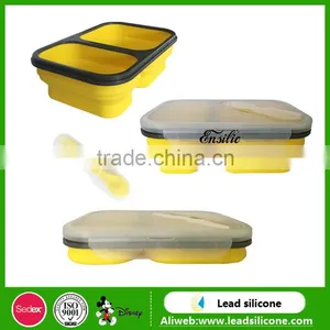 Convenient Collapsible Rectangle Sealed Lunch Box ,Food Grade Silicone Lunch Box thumbnail-1