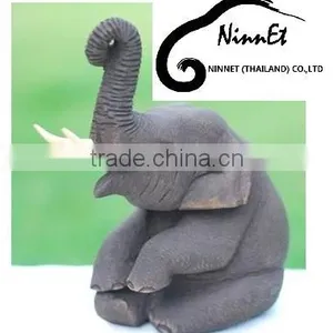 Wood Carved Elephant From Thailand thumbnail-2