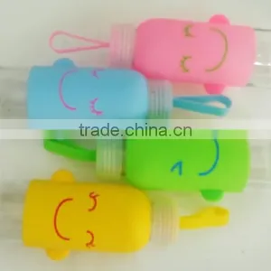 X008 Portable 300ML Glass Bottle Student Bottle With Silicone Sleeve Smile Water Sport Bottle thumbnail-2