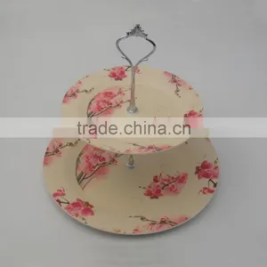 Modern Double Layer Bamboo Fiber Living Room Fruit Dish Cake Plate Rack thumbnail-3